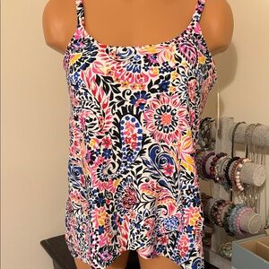 Colorful Paisley Leilani Size 6 (Small) Tankini Top Full Bust Support Shelf Bra